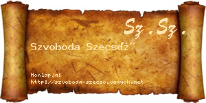 Szvoboda Szecső névjegykártya